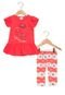 Conjunto Brandilli Floral  Infantil Vermelho - Marca Brandili