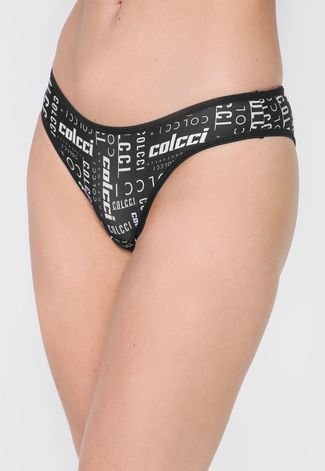 Calcinha Colcci Underwear Tanga Logo Preta