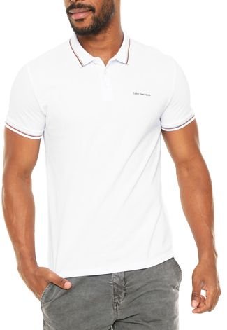 Camisa Polo Calvin Klein Jeans Mini Logo Branca