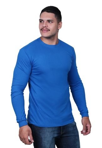 Camiseta Masculina Manga Longa Techmalhas Azul Royal