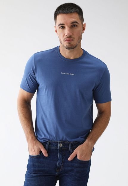 Camiseta Calvin Klein Jeans Reta Logo Azul - Marca Calvin Klein Jeans