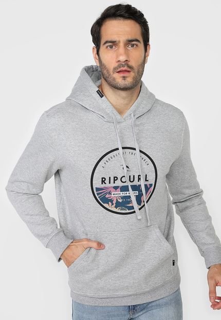 Blusa de Moletom Flanelada Fechada Rip Curl Corp Yard Fleece Cinza - Marca Rip Curl