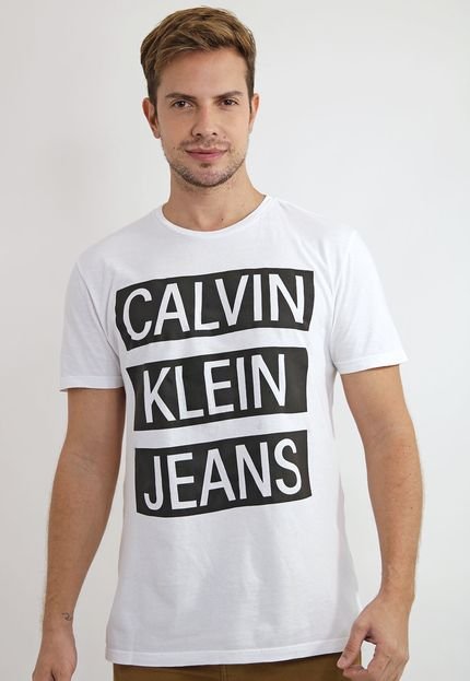 Camiseta Calvin Klein Jeans Lettering Branca - Marca Calvin Klein Jeans