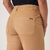 Calça Jeans Color Wide Leg Cintura Alta Elástico Cós Caqui Chique - Marca Bloom