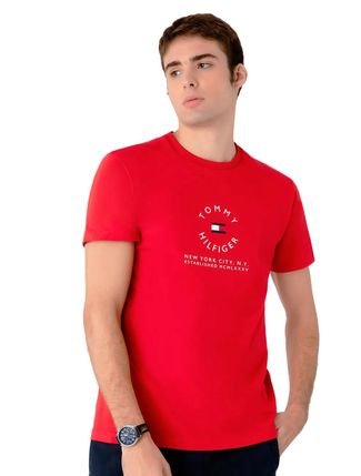 Camiseta Tommy Hilfiger Masculina Roundall Graphic Tee Vermelha