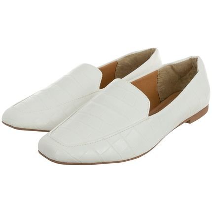 Sapato Mocassim Donatella Shoes Liso Confort Branco Croco - Marca Donatella Shoes