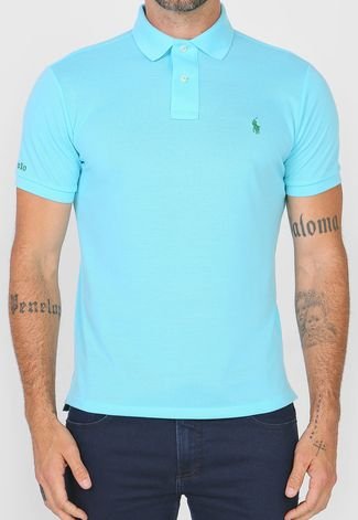 Camisa Polo Polo Ralph Lauren Slim Logo Azul