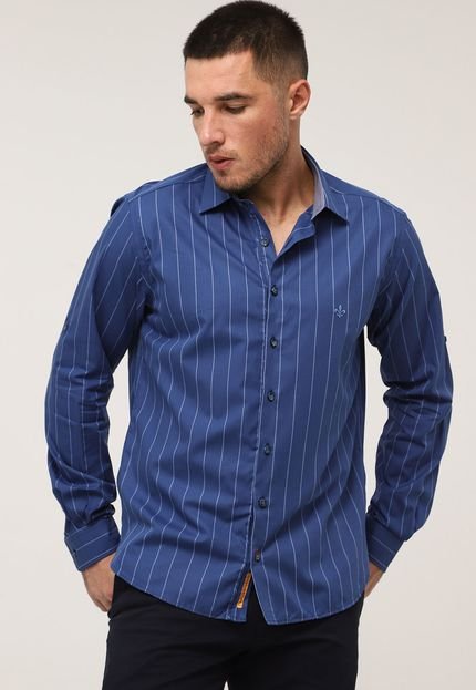 Camisa Dudalina Slim Listrada Azul - Marca Dudalina