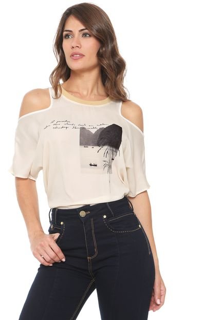 Blusa Forum Off Shoulders Estampada Bege - Marca Forum