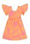 Vestido Evasê Estampado Infantil Quimby Laranja - Marca Quimby