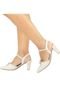 Sapato Feminino Scarpin Lumiss Laço em Strass Bico Fino Salto Alto Brilho Cristal Confort Off White - Marca LUMISS