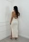 Vestido Longuete Canelado Midi tubinho Agnes Abertura Lateral Branco - Marca Cia do Vestido