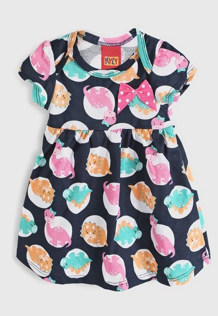 Vestido Body Kyly Infantil Dinossauro Azul-Marinho - Marca Kyly