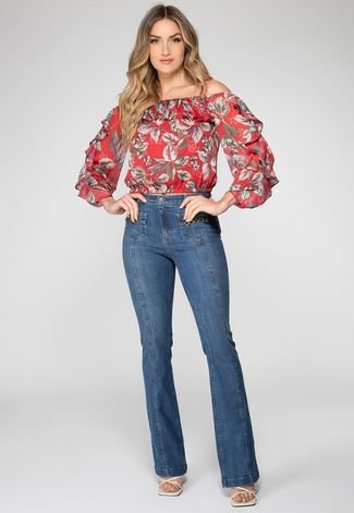 Blusa Babados Eco Flower Guess