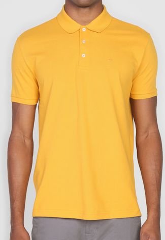 Camisa Polo Ellus Reta Bordado Amarela