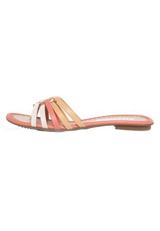 Rasteira Dafiti Shoes Tira Dupla Coral - Compre Agora