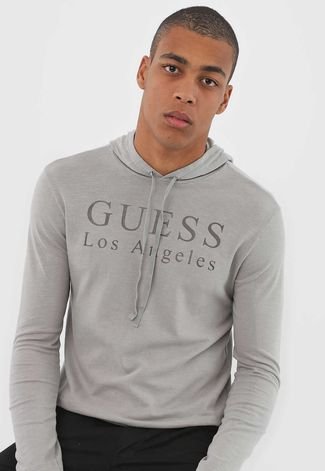 Camiseta Guess Lettering Cinza