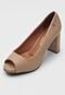 Peep Toe Vizzano Liso Bege - Marca Vizzano