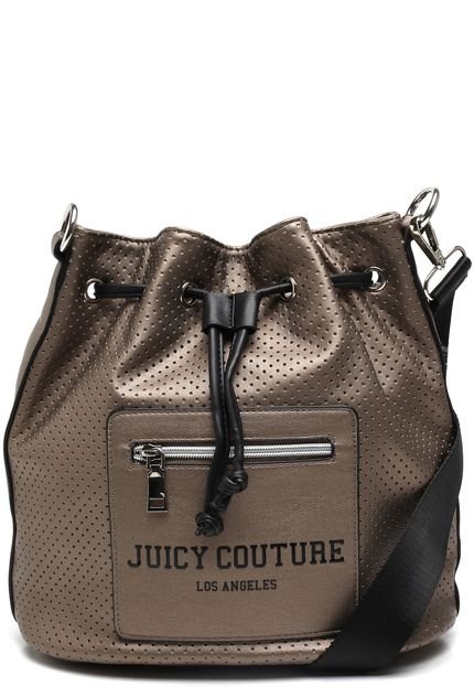 Bolsa Saco Juicy Couture Média Microfuros Ouro Velho/Preta - Marca Juicy Couture