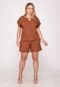 Conjunto Feminino Malha Crepe Shorts e Blusa Leve Conforto  - Marca Macaw