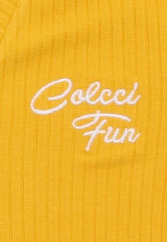 Camiseta Colcci Fun Menina Escrita Amarela