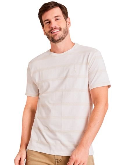 Camiseta Reserva Masculina Linho Joa Listras Off-White Mescla - Marca Reserva