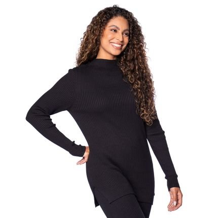 Blusa Feminina Biamar Canelada Alongada Preto - Marca Biamar