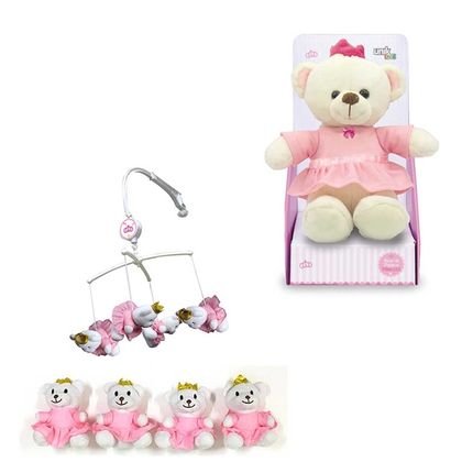 Menor preço em Móbile   Urso Princesa de Pelúcia 20cm  - Unik Toys Rosa