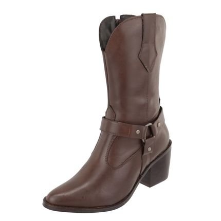 Bota em Couro Western Texana Bico Fino Country Feminina Chocolate Rado Shoes - Marca RADO SHOES