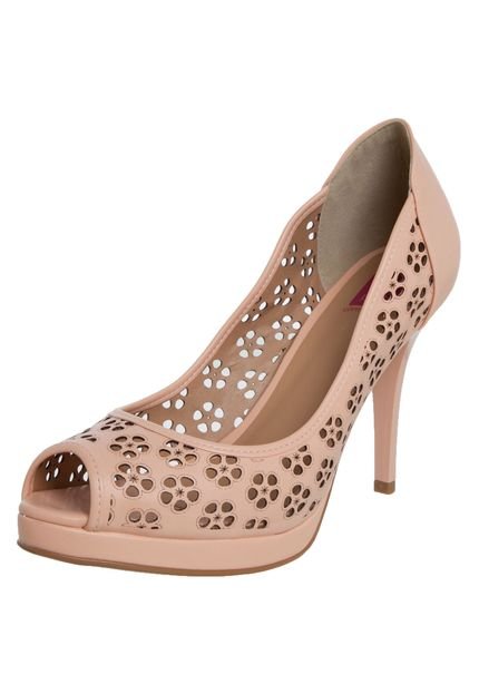 Peep Toe Pink Connection Meia-Pata com Laser Nude - Marca Pink Connection