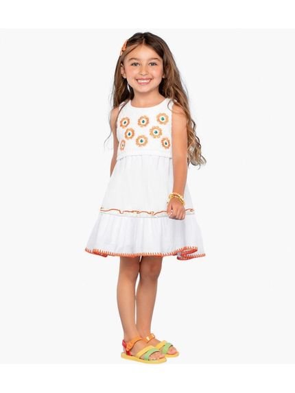 Vestido Infantil Menina Nanai Gaze Branco - Marca Nanai