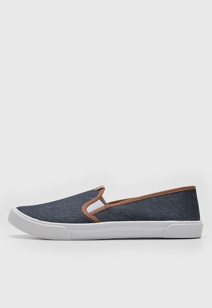 Slip On Moleca Efeito Jeans Azul-Marinho - Marca Moleca