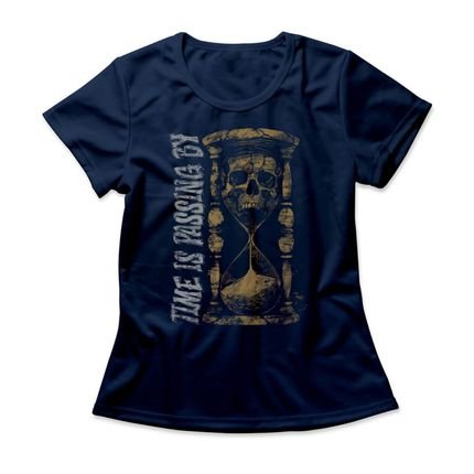 Camiseta Feminina Time Is Passing By - Azul Marinho - Marca Studio Geek 