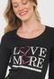 Blusa Malwee Lettering Preta - Marca Malwee