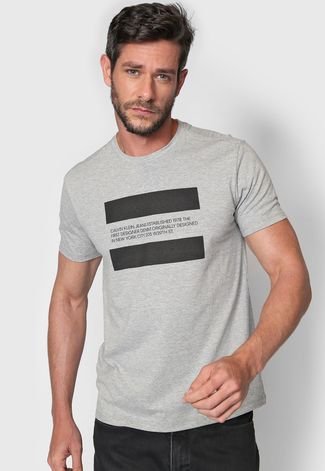 Camiseta Calvin Klein Jeans Lettering Cinza - Compre Agora