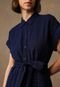 Vestido Chemise Lauren Ralph Lauren Midi Texturizado Azul-Marinho - Marca Lauren Ralph Lauren
