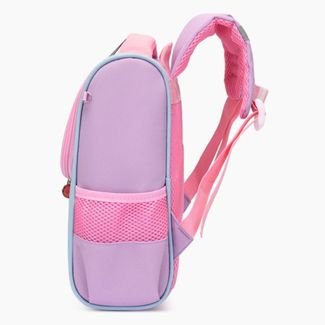 Mochila Escolar Infantil Menino Menina Dinossauro Gatinho de Costas - Roxo