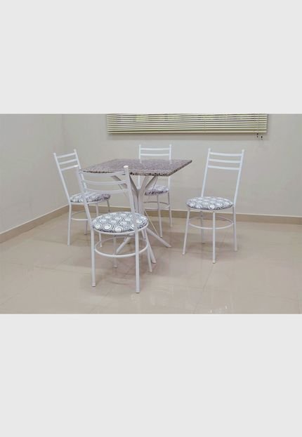 Conjunto Cozinha Sevilha 0,75 com Granito c/4 cadeiras Vitoria AçoMix Branco - Marca Açomix