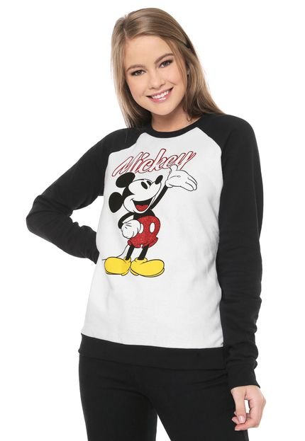 Moletom Flanelado Fechado Cativa Disney Mickey Preto/Branco - Marca Cativa Disney