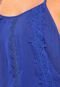 Vestido Carmim Curto Blusê Renda Azul - Marca Carmim