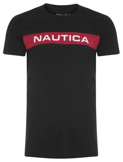 Camiseta Nautica Masculina Silk Logo Red Block Preta - Marca Nautica