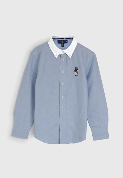 Camisa Polo Ralph Lauren Infantil Urso Azul/Branco - Marca Polo Ralph Lauren