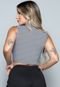 Cropped Canelado WLS Modas Regata Gola Alta Blusa Garrafinha Top Preto e Branco - Marca WLS Modas