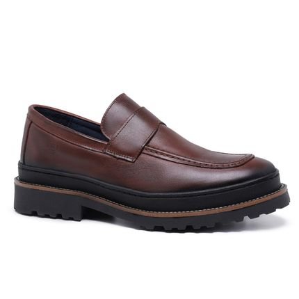 Sapato Casual Mocassim Masculino Malbork Couro Marrom Sola Tratorada 2202M - Marca Malbork