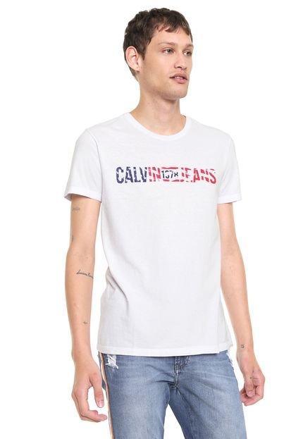 Camiseta Calvin Klein Jeans Bandeira Logo Branca - Marca Calvin Klein Jeans
