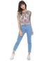 Regata Jeans Cropped Triton Estampada Azul - Marca Triton