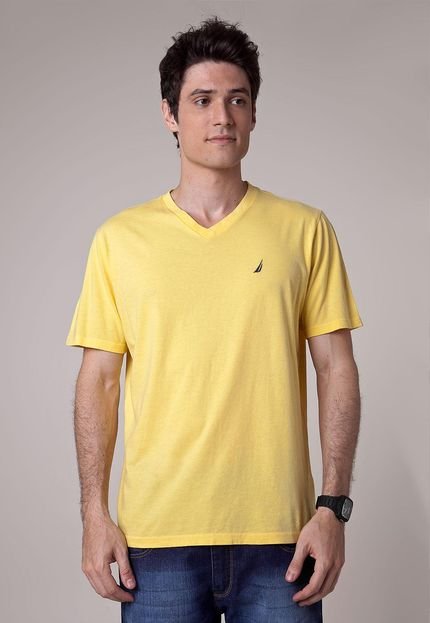 Camiseta Nautica Bordada Amarela - Marca Nautica