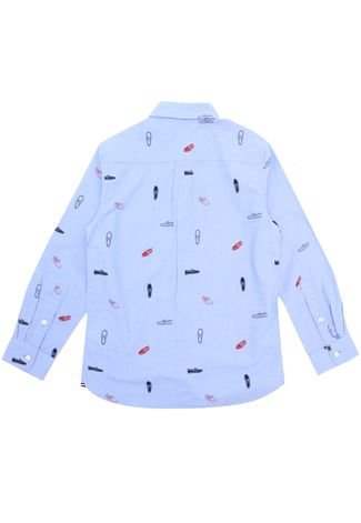 Camisa Tommy Hilfiger Kids Manga Longa Menino Azul - Compre Agora