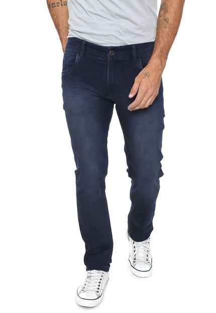 Calça Jeans FiveBlu Slim Estonada Azul-marinho - Marca FiveBlu