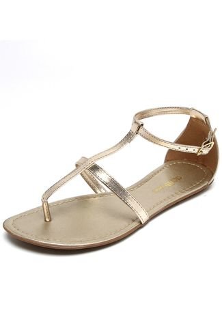 Rasteira DAFITI SHOES Metalizada Dourada - Compre Agora